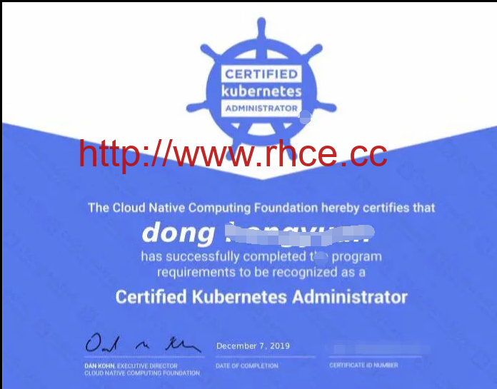 热烈恭喜董同学通过CKA考试