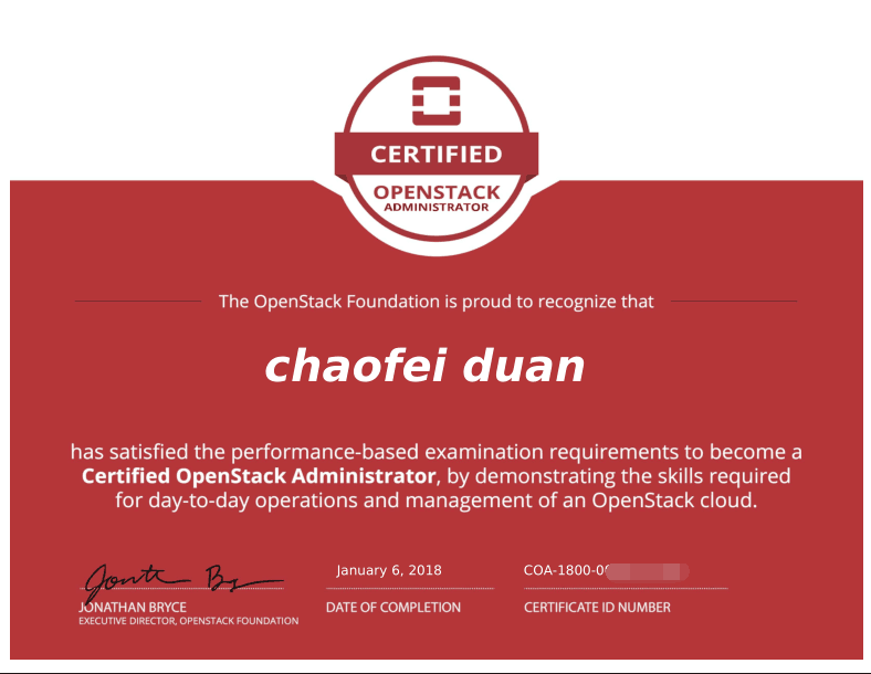今天我通过了COA(Certified OpenStack Administrator)考试